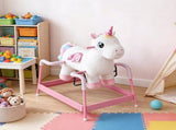 Unicorn Spring Rocking Horse Kids, Plush Ride on Horse with Neighing Sounds, Animal Ride on Toy 64448763