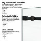 60*76"Fixed & Sliding Shower Door, Round Tube Hardware, Clear Glass Shower Door, 3/8 SGCC T3177P320601