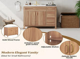 36" Wood Bathroom Vanity with Solid Wood Frame, 2 Soft Close Doors, 3 Soft Close Drawers, Adjustable N729P204176N