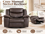 Faux Leather Rocker Swivel Recliner Chair, Manual Reclining Armchair with 360&deg Swivel Base, B2766P587865
