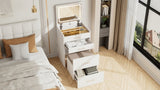 23.6'' Wide Makeup Vanity Table with Flip Top Lighted,Storage Makeup Stool,3 in 1 Vanity Desk with W2887P284271
