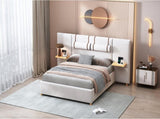 Queen Size Upholstered Platform Bed, Two Outlets and USB Charging Ports on Both Sides, Two Bedside 25985797