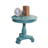 Rene Round Wood Pedestal Side Table, Teal T2574P164764