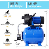 ZNTS 1.6HP Shallow Well Pump with Pressure Tank,garden water pump, Irrigation Pump,Automatic Water W46562965