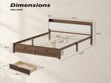 Full Size Bed with Storage Drawers, Upholstered Headboard, Solid Wood Slat Support, No Box Spring W5767P517426