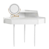 Modern Corner Makeup Vanity Desk with Large Storage, LED Mirror & Stool, Brightness Adjustable, N844P263664A