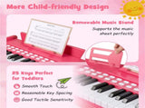 25 Keys Mini Digital Piano for Kids Age 3, Lighted Teaching Mode with 6 Tones & 15 Demo Songs-Pink 63583594
