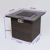 30inch Outdoor Fire Table Propane Gas Fire Pit Table with Lid Gas Fire Pit Table with Glass Rocks 07880043