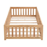 Queen Size Floor Bed with Door, Solid Wood Platform Bed Frame with Fence , Suitable for children , W495123243