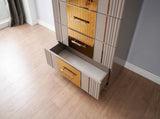 Gold Detailed Chest made with Wood in Gray B00957542