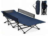Navy No-Assembly Portable Toddler Camping Bed, Elevated Foldable Kids Sleepover Cot with Anti-Roll 43356636