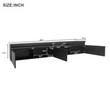 ON-TREND Unique Design TV Stand with 2 Glass Shelves, Ample Storage Space Media Console for TVs Up WF314584AAB
