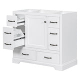 36" Bathroom Vanity without Sink, Cabinet Base Only, Six Drawers, Multi-Functional Drawer Divider, WF307973AAK