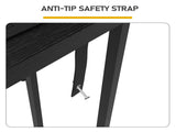 Console Table with Power Outlet, 94.5"7.9"31.1", MDF with Melamine Veneer & Metal Frame, Black 55035818