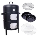 ZNTS 17 Inch Steel Charcoal Smoker, Heavy Duty Round BBQ Grill for Outdoor Cooking, Black W465P216801