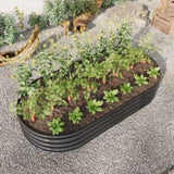 Raised Garden Bed Outdoor, Oval Large Metal Raised Planter Bed for for Plants, Vegetables, and W840102508