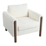 Oversized Accent Chair, Upholstered Living Room Chairs Single Sofa Chair with Walnut Legs, Curved N765P189679W
