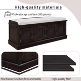 Storage Bench with 4 Doors and Adjustable Shelves, Shoe Bench with Removable Cushion for Living 59969562