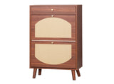 Rattan shoe cabinet with 1 drawer and 2 flip-top drawers, made of particleboard, 54*24*110cm, brown 69844102