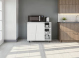 Hazen Microwave Stand with 1 Storage Cabinet, 5 Shelves and 2 Doors, White B097P474298