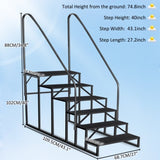 ZNTS 6 Step Ladder with Handrail, Swimming Pool Ladder Above Ground, 660 lb Load Capacity RV Steps with 11737246