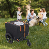 ZNTS Foldable Pet Jogging Stroller Dog Carriers Bicycle Trailer Pet Dog Cat Bike Trailer Orange and Black W1364P214074