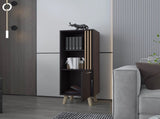 Wengue and Natural Oak Storage Cabinet with a Door and Open Storage B062P290230