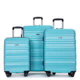 Expandable 3 Piece Luggage Sets PC Lightweight & Durable Suitcase with Two Hooks, Spinner Wheels, W284104377