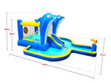 8 in1 Inflatable slide water park trampoline bouncing house outdoor garden with Dolphin sprinkler & 05034806