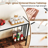 Modern Industrial Console Table - 2-Tier Design, Sintered Stone Tabletop with Anti-Slip Bumpers, 95020165