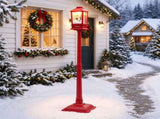 5FT Christmas Street Lamp Post with 3 Snowmen Scene, Snowfall, Warm Light & Holiday Music, 97288260