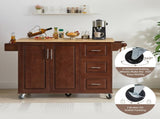 Kitchen Island with Drop Leaf Countertop, Rolling Kitchen Island Cart , Barn Door Kitchen Island 99282350