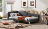 Twin Size Upholstered Daybed with Headboard and Armrest, Support Legs, Grey WF318293AAE