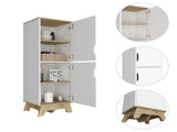 Rutherford 2-Door Pantry Cabinet Light Oak and White B06280045