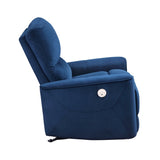 Modern Living Room 1pc Power Rocker Reclining Chair Blue Velvet Upholstery Solid Wood Frame Luxury B011P204080