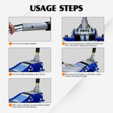 Low-Position Steel Vehicle Floor-mounted Hydraulic Jack with Dual-piston Quick-lift Pump, 3-Ton W1102P154155