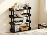 4-Tier Anti-Tipping Open Bookcase with Elevated Legs, Black Display Rack for Home Office 37815024