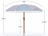 9Ft Garden Patio Umbrella with Crank Operating Mechanism, Blue/White 81697447
