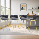 Two-piece rotating swivel chair, Dark gray cotton linen soft seat, golden metal legs, rust-proof W2920P281916