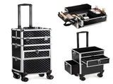 Aluminum Diamond Pattern Cosmetic Case 2-in-1 Sliding Suitcase with Rails Detachable Caster Wheel 49828354