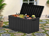 45 Gallon Waterproof Resin Outdoor Storage Deck Box, Lockable Organizer for Patio Pool Garden, Black 09299172