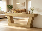 63" Vintage Entryway Console Table Narrow Design, Open Shelf, for Living Room Space 45366120