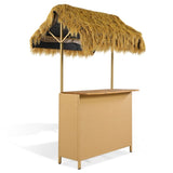 ZNTS GO Hawaiian-style Bar Height Patio Set with PE Grass Canopy, Outdoor Bar Table and Stools with WF530958AAA