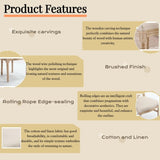 French Country Dining Chairs Set of 2, Upholstered Chairs with Nature Rattan Square Back, Wire W3426P324535