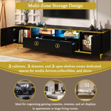 U-Can 70.9'' Modern TV Stand for TVs up to 80 Inches, Entertainment Center with 2 Shelves and LED N724P284377B