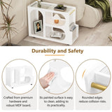 ON-TREND Mobile End Table with Lockable Wheels, Narrow Coffee Table with 5mm Thick Fluted Tempered N721P179241K