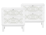 2pcs 45*30*60cm MDF Spray Paint, Smoked Mirror, Two-Drawn Carving, Bedside Table, White 22300733
