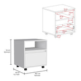 Austin Nightstand , End Table, Side Table Casters, Single Drawer-White B07092129