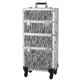 ZNTS 3 in 1 Aluminum Cosmetic Makeup Case Tattoo Box White Zebra Print 25171058