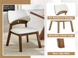 2 walnut colored solid wood dining chairs, with white PU soft packaging on the backrest and seat W1151P455536